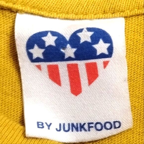 PINK FLOYD Womens JUNK FOOD ANIMALS Tour graphic T shirt Gold SIZE MEDIUM Cotton - Picture 13 of 13